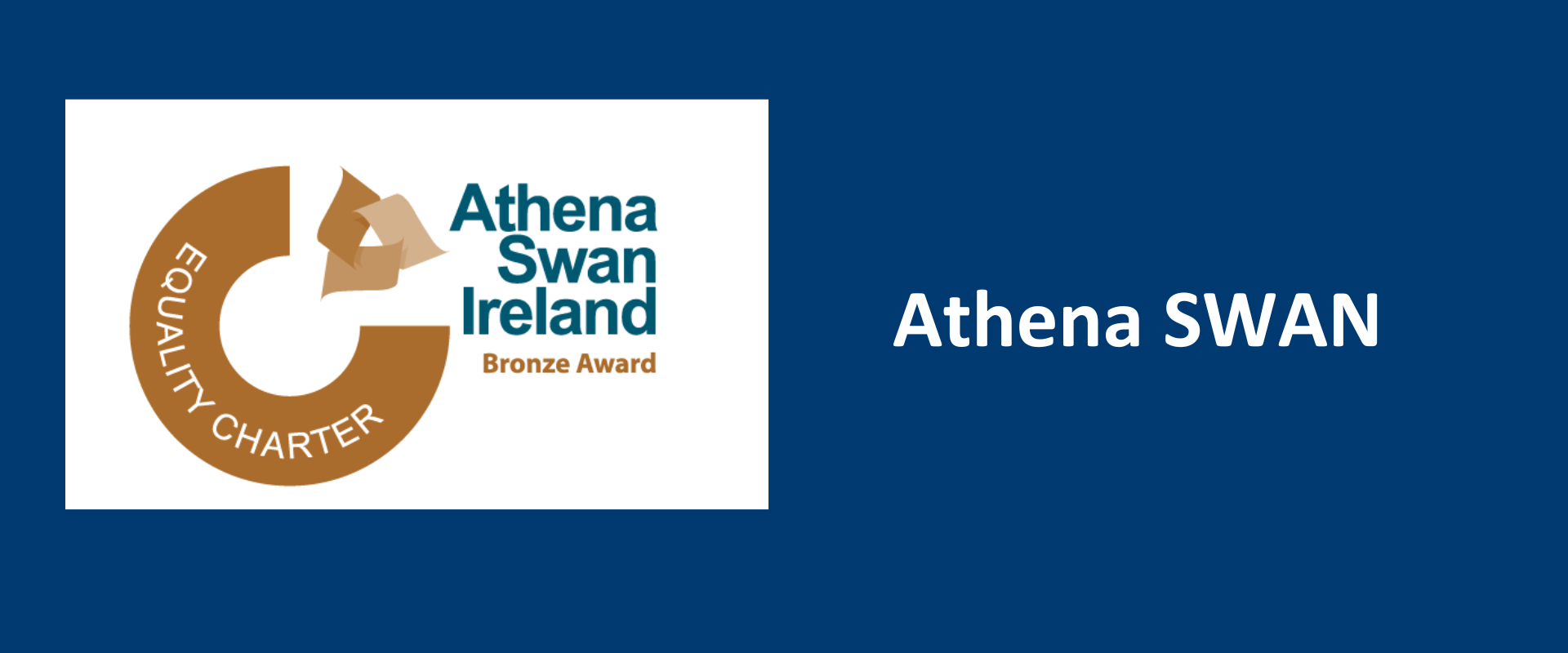 The Athena Swan Bronze award logo on a blue background with the words 